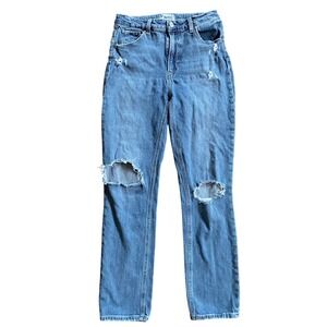 Paige‎ Sarah Slim High Rise Straight Jeans Ware Destructed Blue Distressed 27